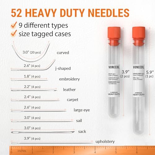 52 Heavy Duty Hand Sewing Needles and 30 Yarn Needles Set - Total 82