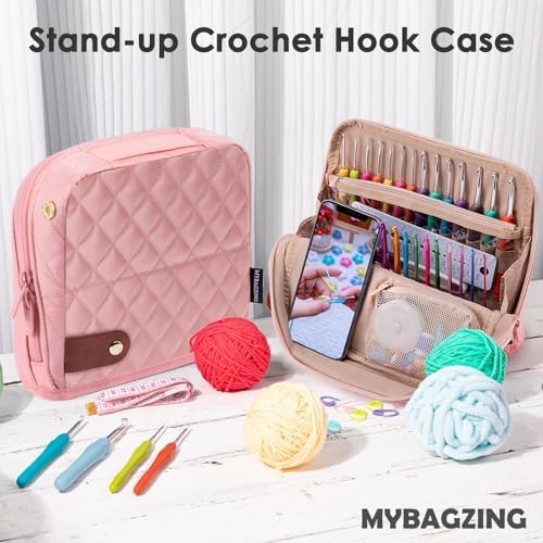 MYBAGZING Crochet Hook Case, Organizer for Hooks up to 7" &