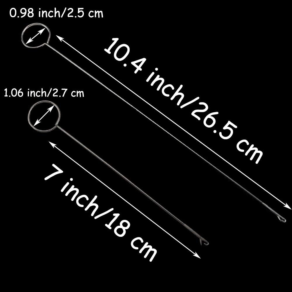 2 Pcs 10.4" & 7" Stainless Steel Sewing Loop Turner Hook with Latch