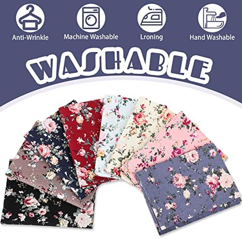 Newwiee 8 Pieces Vintage Floral Cotton Fabric by The Yard Cotton