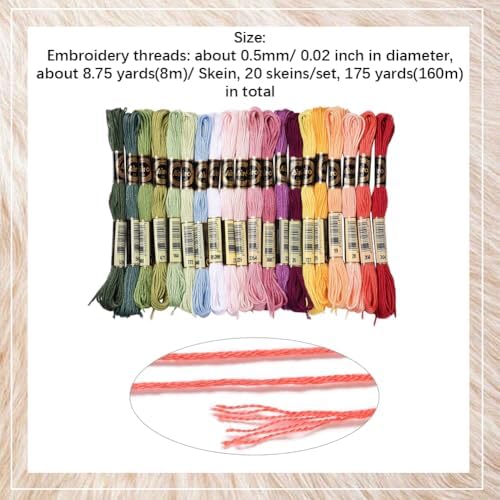 20 Skeins Variegated Embroidery Floss Cross Stitch Threads Colorful