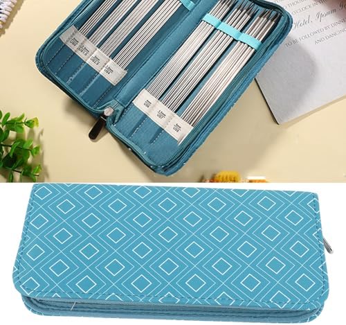 Knitting Needle Case Portable Storage Organizer Bag Rhombus Lattice