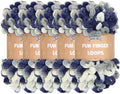 JubileeYarn Fun Finger Loops Yarn - Multicolor Navy Grey - 5 Skeins