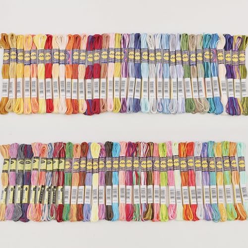 70 Skeins Variegated Mercerized Egyptian Cotton Rainbow Color for