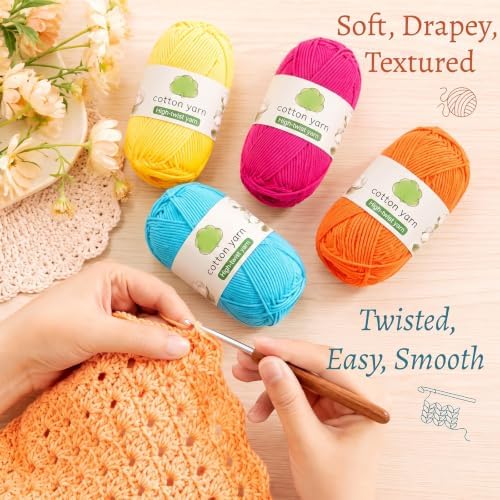 Coopay 12 Pack Cotton Yarn for Crocheting,High Twist Milk Soft Crochet
