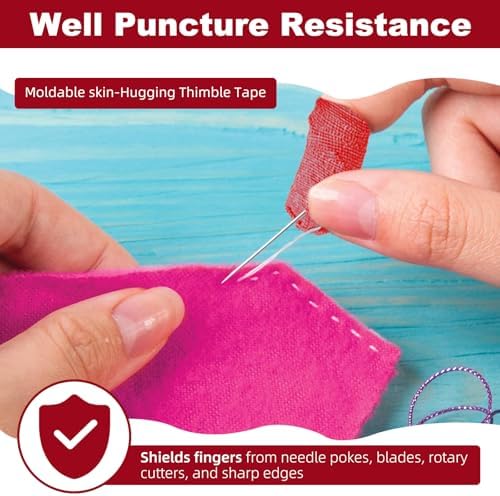 6 Rolls Thimble Tape for Hand Sewing, Breathable Cotton Finger