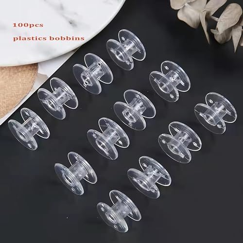 CLYAIYLC Bobbins 100 Pcs Plastic Bobbins, for Sewing Machine Sa156