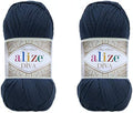 Alize Diva Microfiber Acrylic Yarn - Silk Effect Thread for Crochet &