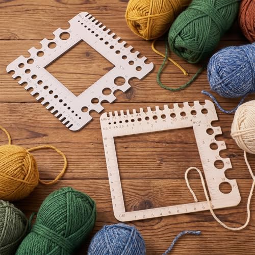 PEOVLVN 2 Pcs Crochet Gauge Measuring Tool, Crochet Stitch Counter