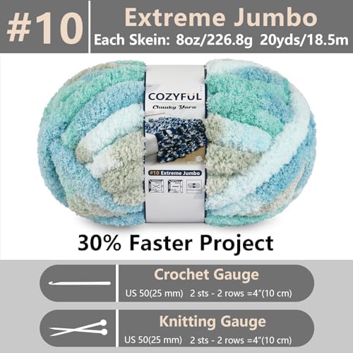 Cozyful Chunky Yarn for Hand Knitting - #10 Chunky Chenille Blanket