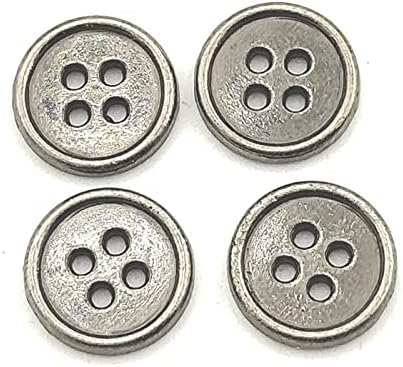 50pcs Antique Silver Metal Buttons Vintage Style Round Buttons Bulk