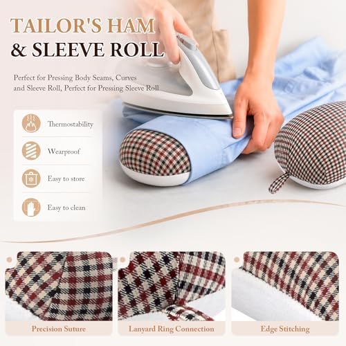 Buzzlett 2 Pcs Tailor's Ham and Seam Roll Set, Pressing Tools for