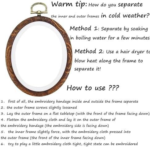 Semetall 4pcs Oval Embroidery Hoops 2.95"x3.74" Inch