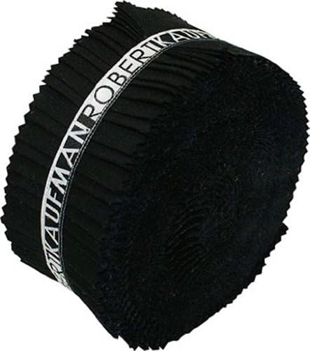 Kona Cotton Solids Black Roll Up 40 2.5-inch Strips Jelly Roll Robert