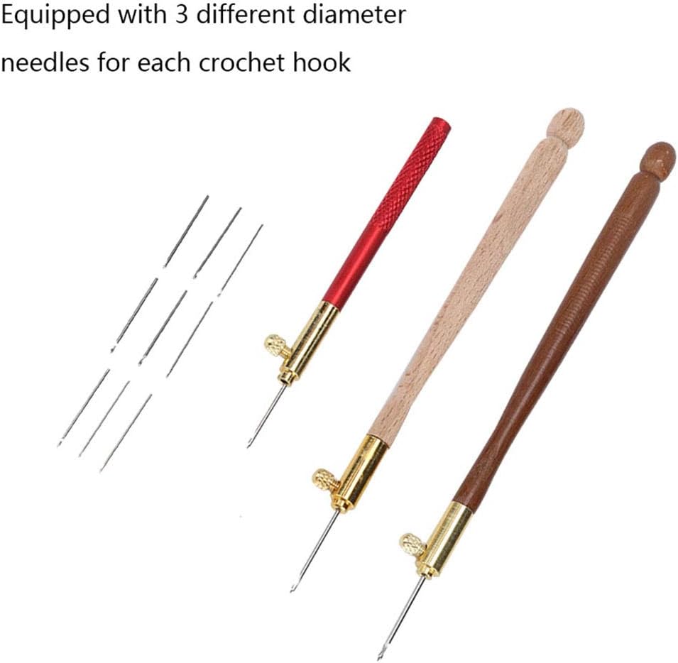 Ergonomic Tambour Crochet Hook Beech Wood, 12 PCS