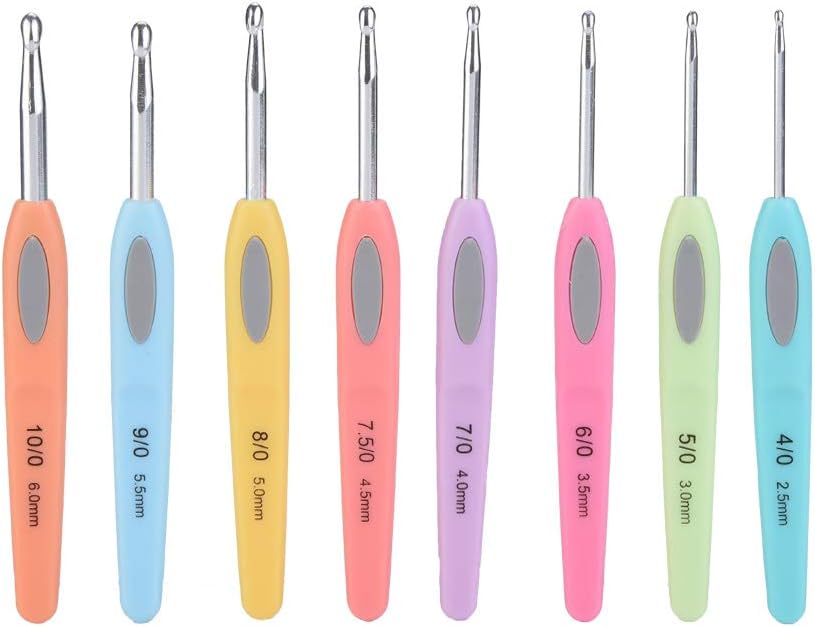 3Pcs Crochet Hook Set, Aluminum Knitting Needles with Soft Handle for
