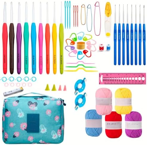 Mapskey 103 PCS Crochet Kit with Crochet Hooks Yarn Set, Bundle