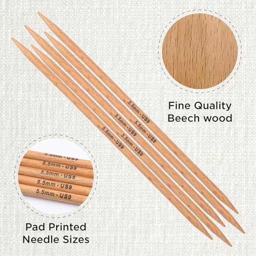 KnitPro Basix Beech Double Pointed Needles 8" (20cm) | US Size 9