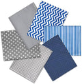 100% Cotton Printed Cloth, Fat Quarters Fabric Bundles, Blue & Grey
