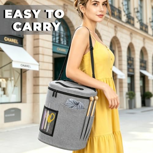JSCARLIFE Yarn Storage Bag, Large Crochet & Knitting Organizer Tote