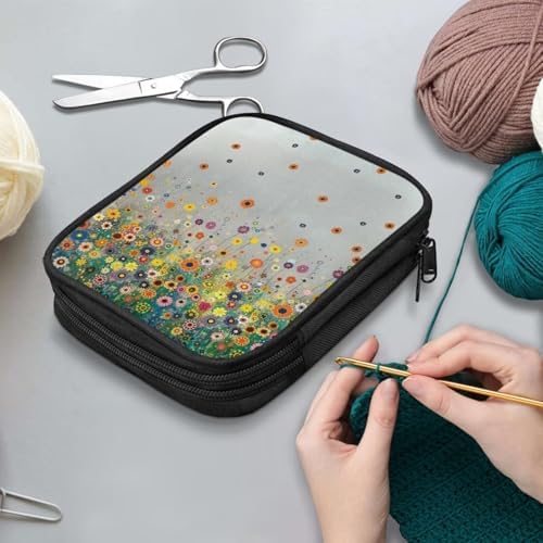 Kathyboom Crochet Hook Case, Flower Organizer Zipper Bag with Web