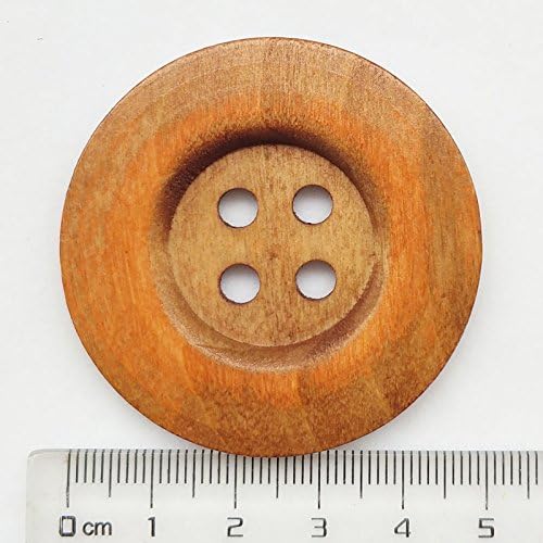 Chenkou Craft 20pcs Big Size 50mm 2" Light Brown Round Wood Buttons 4
