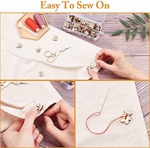arricraft 100 Pcs Animal Style Wooden Sewing Buttons, 2-Hole Rabbit