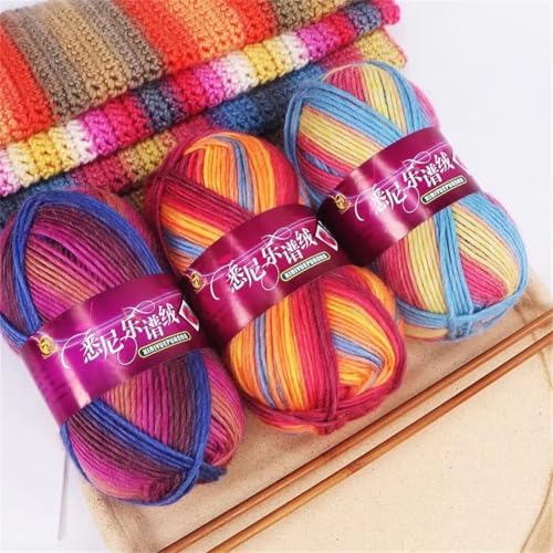 5 Balls Total 500 Grams Multicolored Yarn, Premium Wool & Bamboo Blend