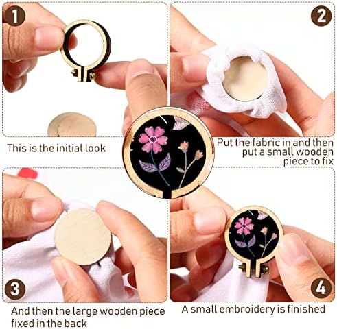 Jetec 20 Pieces 1 Inch Mini Embroidery Hoops Wooden Cross Stitch Hoops