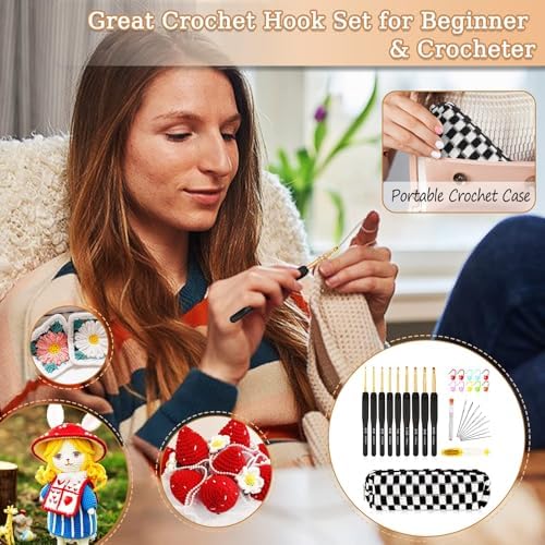 Aeelike 9-Size Ergonomic Crochet Hook Set, 2.0-10.0mm