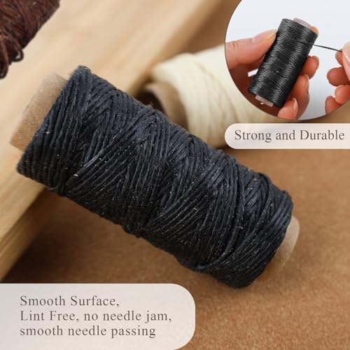 Lineco Waxed Linen Thread, 20 Yards, 3 Spools-Natural, Black, Brown