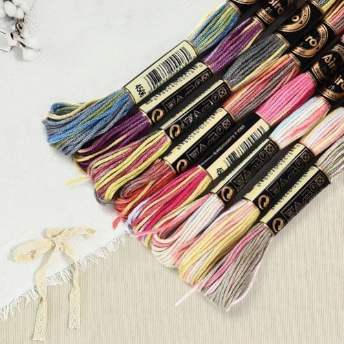 8 Skeins 70 Yards 6 Ply Variegated Cross Stitch Floss Polyester