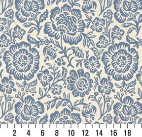 Blue and Beige Floral Matelasse Reversible Contemporary Upholstery