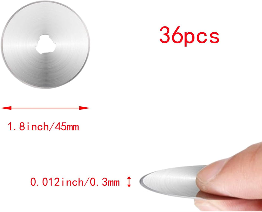 Pocoxll 36 Pcs 45mm Rotary Cutter Blades for Fits Fiskars, Olfa