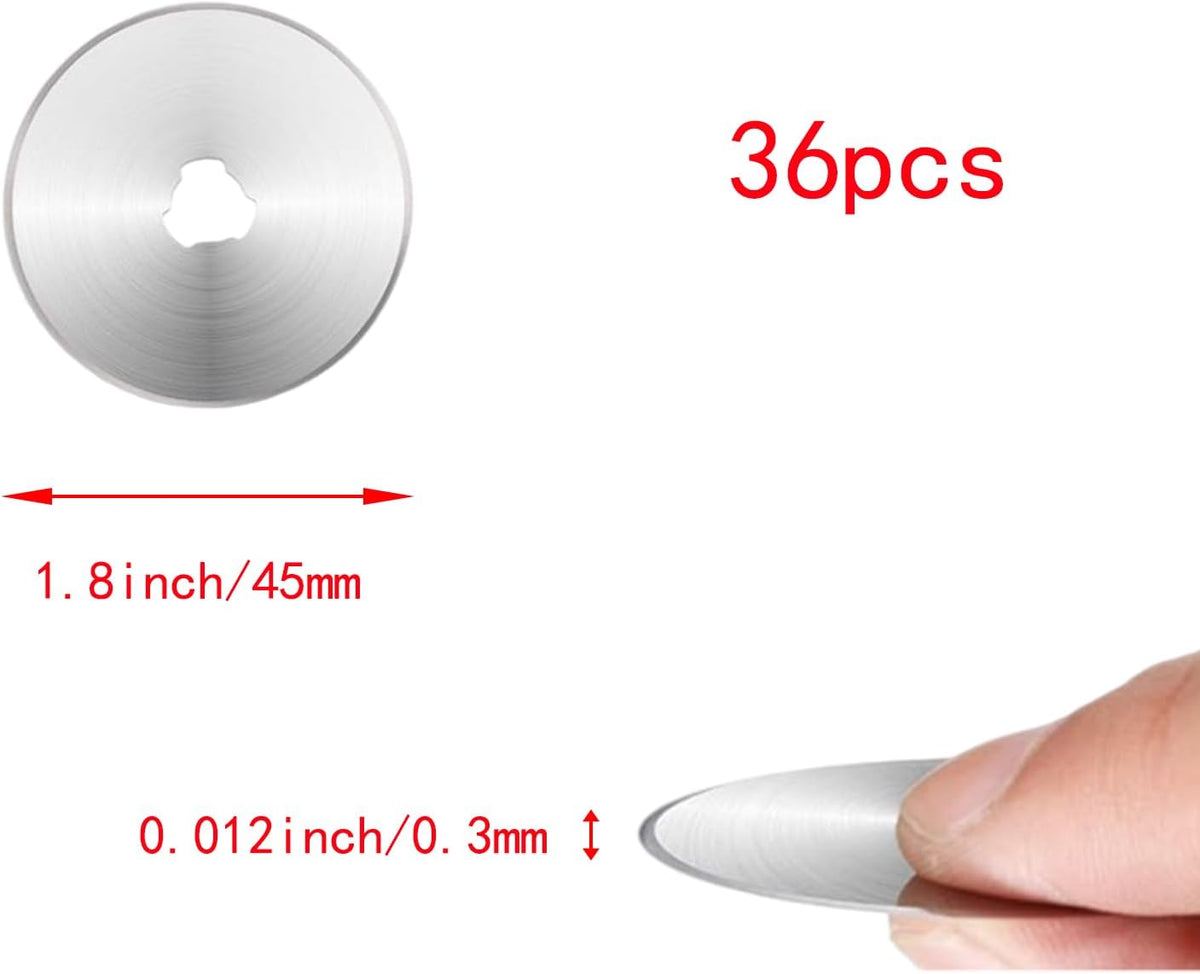 Pocoxll 36 Pcs 45mm Rotary Cutter Blades for Fits Fiskars, Olfa