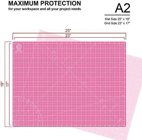 KC GLOBAL A2 (24"x18") Self-Healing Cutting Mat (Pink) - Sturdy