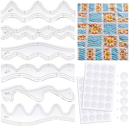 Kigley 6 Pcs Free Motion Quilting Templates Waves Acrylic Quilting