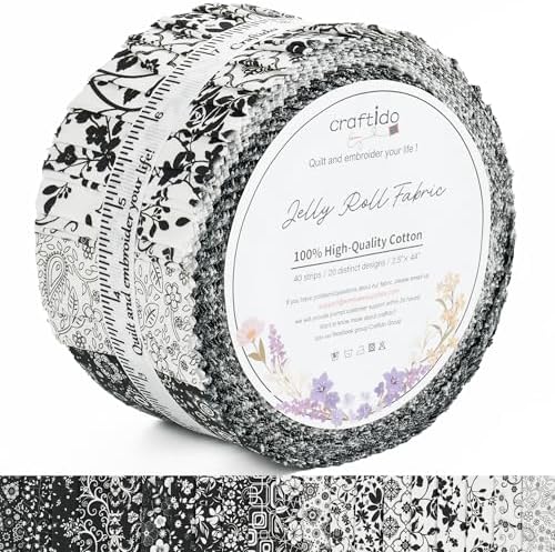 Craftido-20 Options-100% Cotton Jelly Roll Fabric Precut Strips for