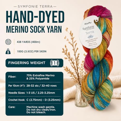 KnitPro Symfonie Fingering Weight Merino Wool Yarn 100g, Dragon Vine