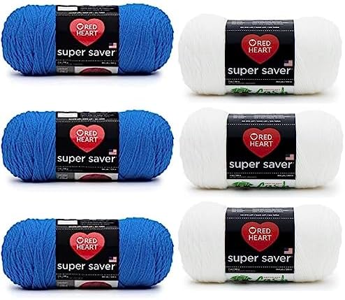 Red Heart Super Saver Blue Yarn - 3 Pack of 198g/7oz - Acrylic - 4