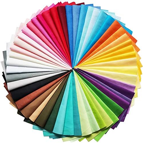 50 Pcs Quilting Fabric Bundles 8" x 8" (20cm×20cm) Solid Colors Pure