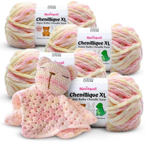 Chenillique XL Super Bulky Chenille Yarn, 4-Pack (352Yds/400G), Peach
