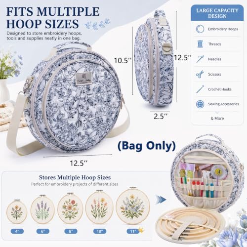 MYBAGZING Embroidery Bag, Hoop Storage Organizer up to 11" for Cross