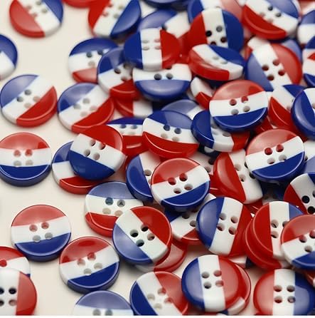 4th of July Decorations 100Pcs Red White Blue Round Resin Buttons 4