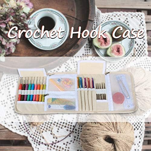 Teamoy Crochet Hook Case Organizer, Crochet Hook Roll Bag, Plum