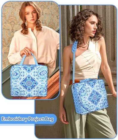 Telawsfun Embroidery Project Bag Organizer, Removable Binder