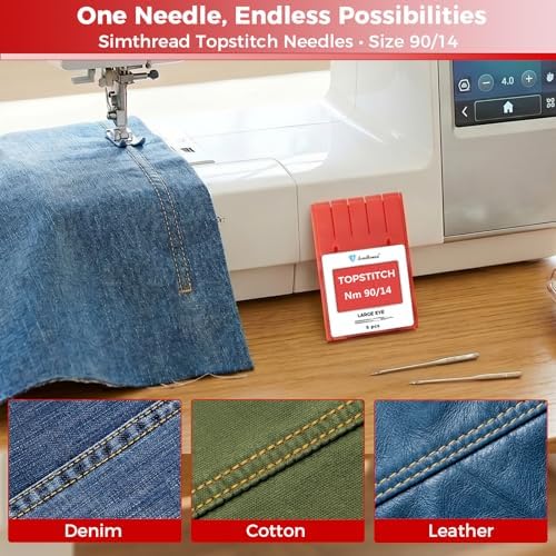 Simthread Topstitch Embroidery Sewing Machine Needles 90/14 Nm 90, 130