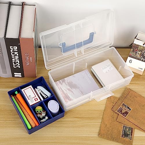 BTSKY Clear Plastic Storage Box with Removable Tray Multipurpose