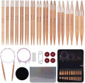 Weabetfu Bamboo Interchangeable Circular Knitting Needles, 13 Pair