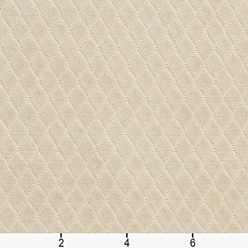 Ivory Diamond Stitched Velvet Upholstery Fabric by The Yard - SKU